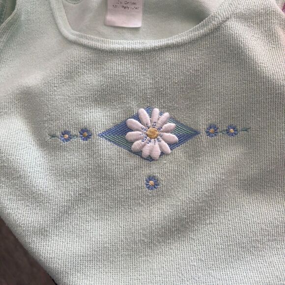 Artisans Sunschein Designs Green Embroidery Daisy Beach Pool Lounge Robe Sz M BD - Picture 3 of 7